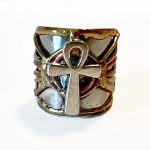 Ankh (Eternal Life)- Ancient Egyptian Cuff Ring. #StraightPathJewelry #EgyptianJewelry #EgyptianKemeticJewelry #Ankh