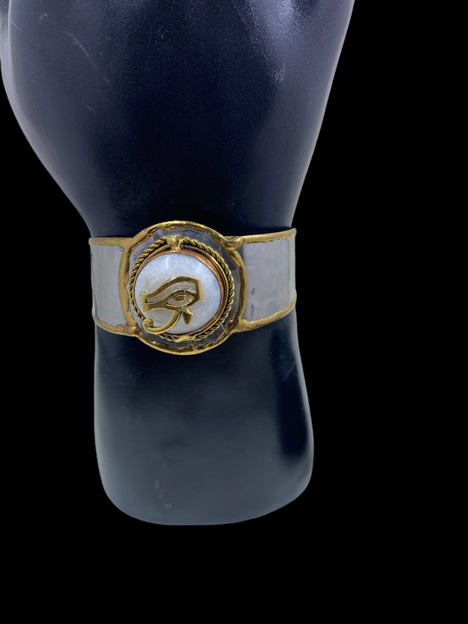 Eye of Ra Moonstone Cuff Bracelet: Egyptian Jewelry