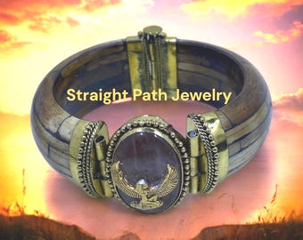 Rose Quartz Maat Charm Bracelet - Ancient Egyptian Cuff