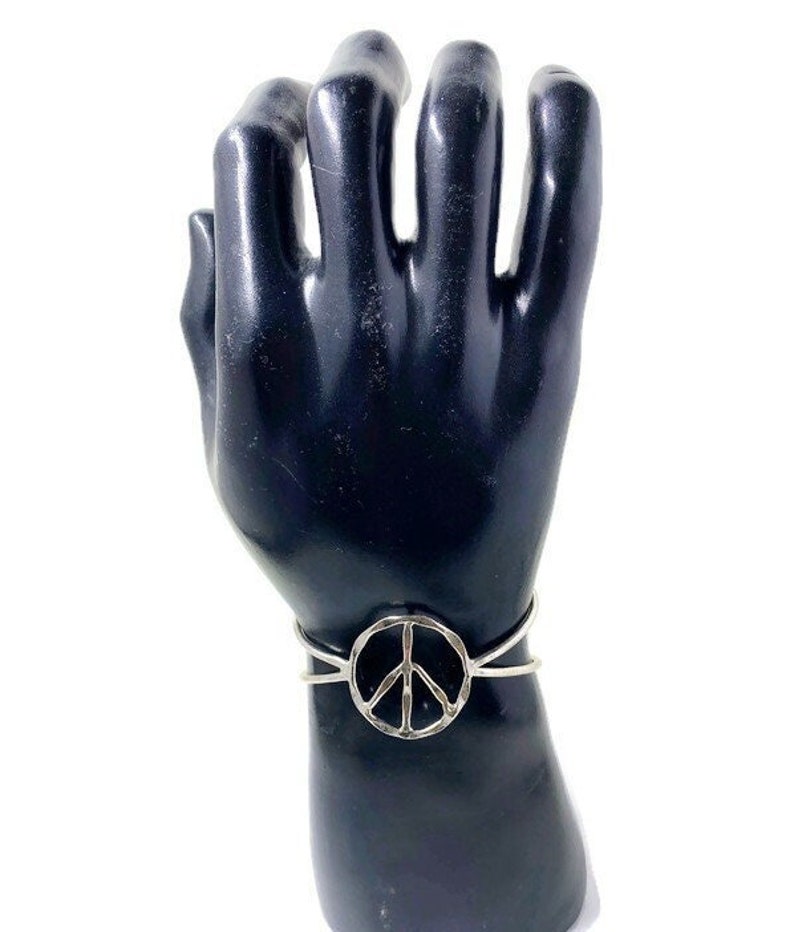 Egyptian Kemetic Jewelry Large Peace symbol bracelet StraightPathJewelry Peace 60s image 1