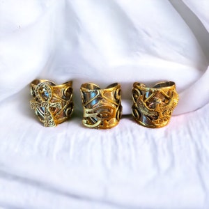 Egyptian Kemetic Jewelry Ankh, Maat and Eye of Ra rings. Set of 3. Gorgeous Egyptian-Inspired Jewelry image 2