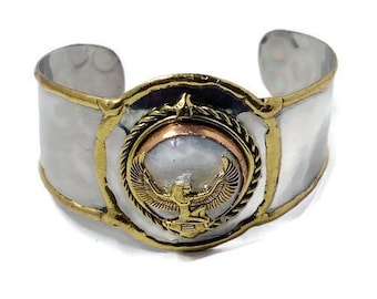 Egyptian Kemetic Jewelry! Moonstone & Maat charm on a stainless steel bracelet. #StraightPathJewelry #EgyptianJewelry