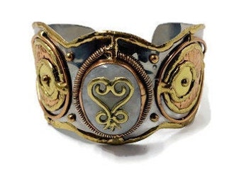 Women's History Month! Sankofa & Moonstone on a decorated cuff bracelet. #Afrocentric