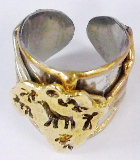 Elegant Tri metal Africa Ring Meaningful Kemetic Jewelry by straightpathjewelry africa Etsy UK