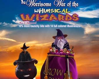 PDF Printable digital files. Story "The Worrisome Wizard War" fun silly humorous book for all ages. Wizards, Dragons magic, duel.