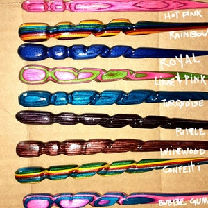 3 prong wooden hair comb fork, select length & color, hand shaped of colored hardwood. image 6