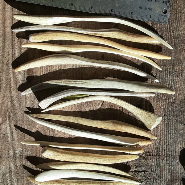 Single hair pin (one of these) hand shaped of natural shed deer antler. NO dyes.