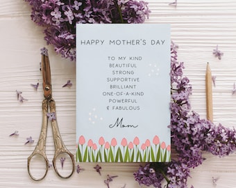 Happy Mother's Day Card, Blank on the inside, Custom Made Card