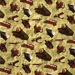 Handmade Travel Quilt: Vintage Cars, Trains, Planes (53x42.5)
