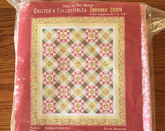 Quilt Kit / 81 x 93 inch First Bloom Quilt Kit / Quilter's Collectibles January 2009 Quilt Kit / Quilting Fabric with Pattern / Quilt Fabric