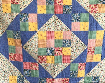 New 53 x 52 Hand-Pieced Quilt / One of a Kind Floral Quilt / Spring Quilt / Quilt / Machine Stitched Quilt / Handmade Quilt / Gift