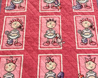 Baby Girl Quilt / 42.5 x 35 Baby Quilt / Handmade Baby Girl Quilt / Machine Stitched Baby Quilt / Pink Baby Quilt / Baby Shower Gift