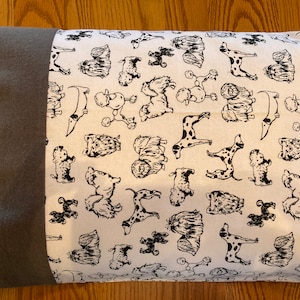 Dogs Flannel Travel Pillowcase: Gray Cuff, Kid&#39;s Pillow