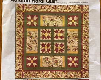 Quilt Kit / 73 x 73 Quilt Kit / Autumn Floral Quilt Kit / Springs Creative Quilt Kit / Quilt Fabric / Complete Quilt Kit / Quilt Pattern