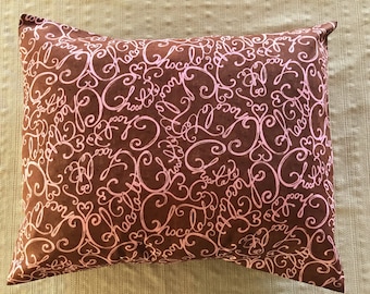 Chocolate Pillowcase / Envelope Pillowcase / Travel Pillowcase / Chocolate Gift / Chocolate Theme / Chocolate Lover / Chocolate Decor