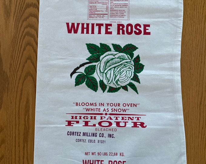 EMPTY WHITE ROSE Flour Sack / Flawed White Rose Flour Sack / Cortez
