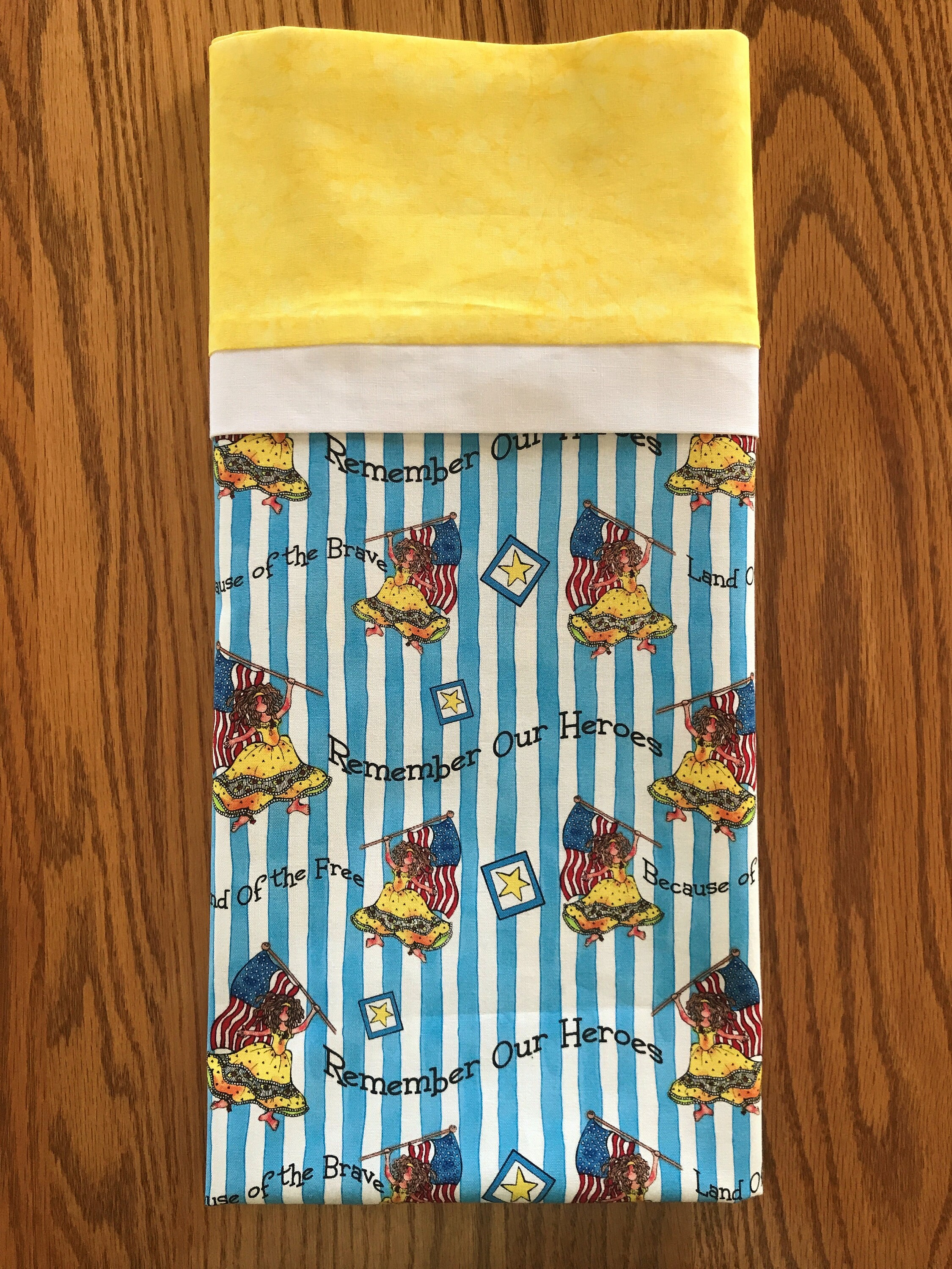 Patriotic Pillowcase / Remember Our Heroes Pillowcase / USA Etsy