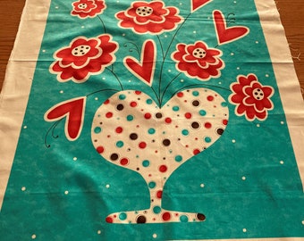 Heart Bouquet Fabric Panel / 45x 24 Valentine Fabric Panel / Moda Quilt Panel / Moda Fabric / Hearts Fabric Panel / Hearts Fabric