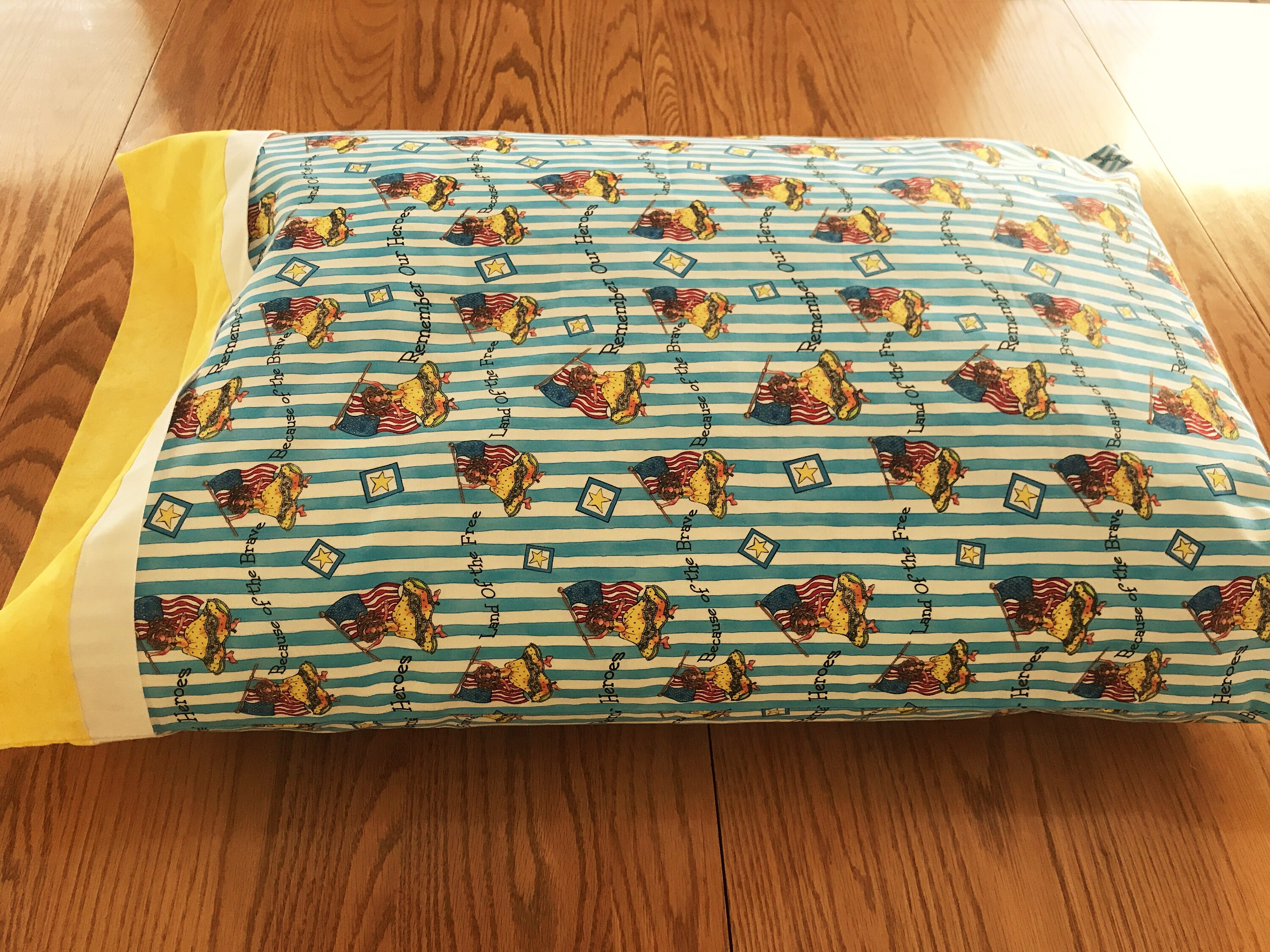 Patriotic Pillowcase / Remember Our Heroes Pillowcase / USA Etsy