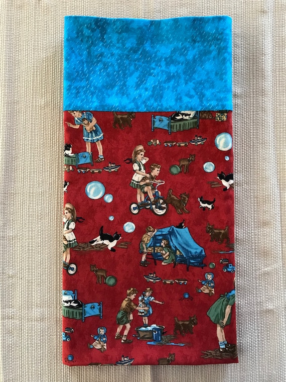 Handmade Pillowcase / Vintage Decor / Red Pillowcase / Etsy