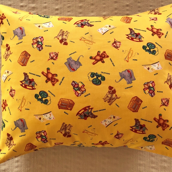 Vintage Toys Pillowcase / Envelope Pillowcase / Travel Pillowcase / Toddler Pillowcase / Child Pillowcase / Antique Toys / Toys Gift