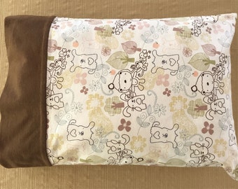 Woodland Animal Flannel Travel Pillowcase: Toddler Kid Pillow 14 x 20 Inches