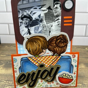 TV Trifold Card SVG** (Includes card base, layers, enjoy sentiment, and TV) **Stamps and other decorative elements not included.