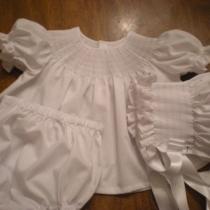 Ready to smock diaper shirt set & bonnet, made to order
