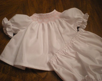 Smocked baby dress, diaper shirt for girls, bishop diaper cover, made to order