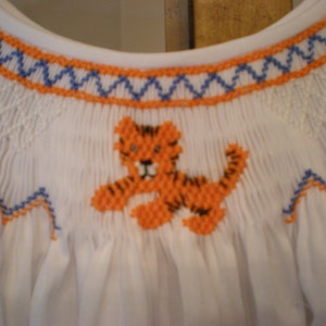 Smocked toddler dress with tiger, made to order