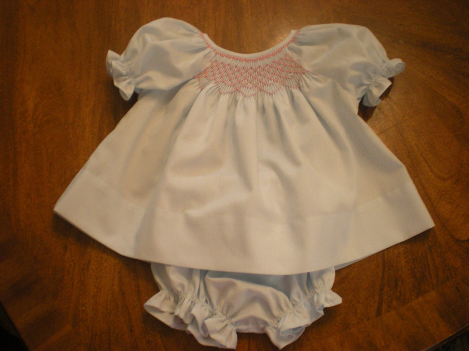 smocked baby diaper shirt dress with diaper cover made to Etsy