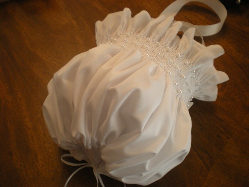 Smocked baby with pearls white made to order Etsy