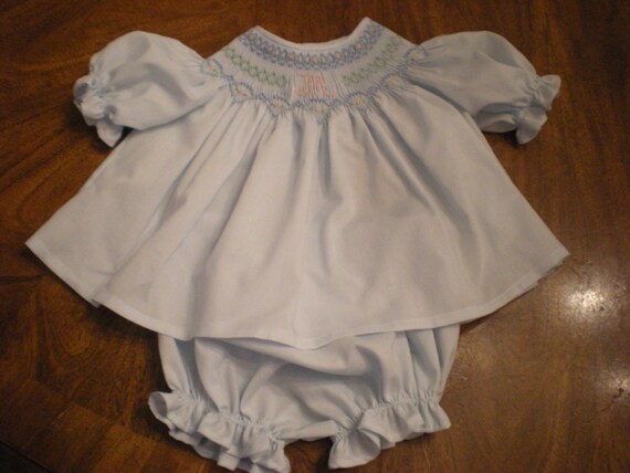 smocked monogrammed baby clothes