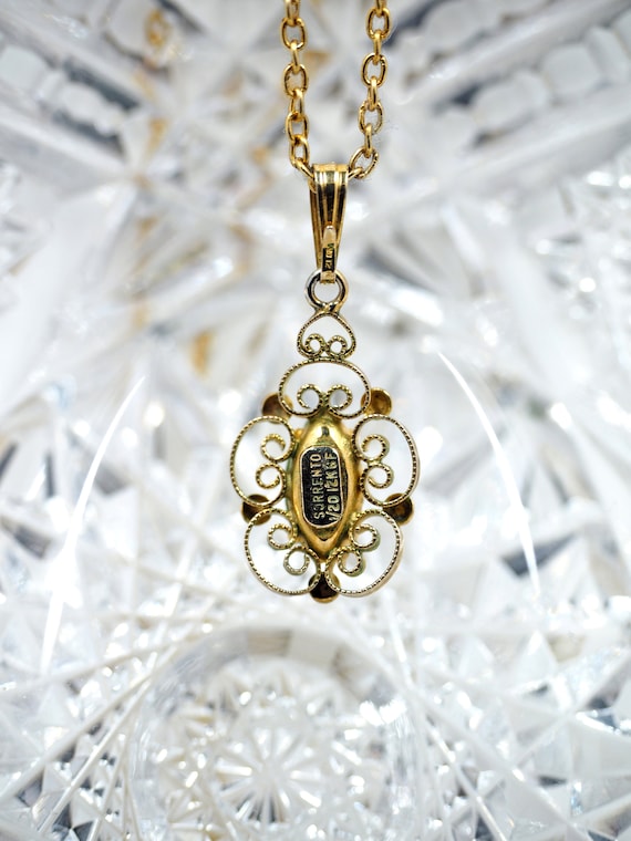 Vtg SORRENTO Emerald Gemstone & Gold Pendant Neck… - image 6