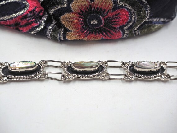 Vintage Mexican Alpaca ABALONE Shell & Sterling S… - image 5