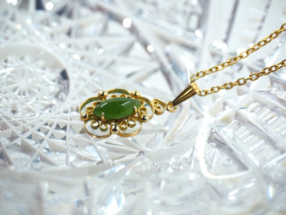 Vtg SORRENTO Emerald Gemstone & Gold Pendant Neck… - image 7