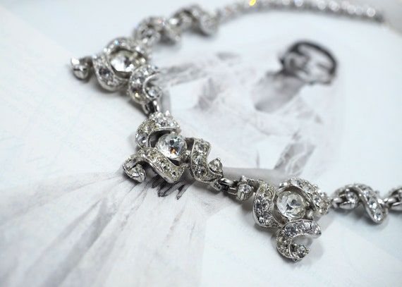 Elegant BOGOFF Ribbon Necklace-Sparkling Clear Cr… - image 1