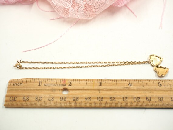 Petite Gold 12k GF Heart Locket on 9" ANKLET Chai… - image 8