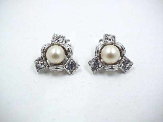 Stylish BOGOFF Pearl+Rhinestone Earrings- "Xs and… - image 1
