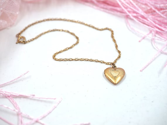 Petite Gold 12k GF Heart Locket on 9" ANKLET Chai… - image 1