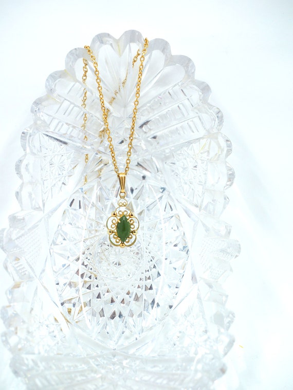 Vtg SORRENTO Emerald Gemstone & Gold Pendant Neck… - image 2