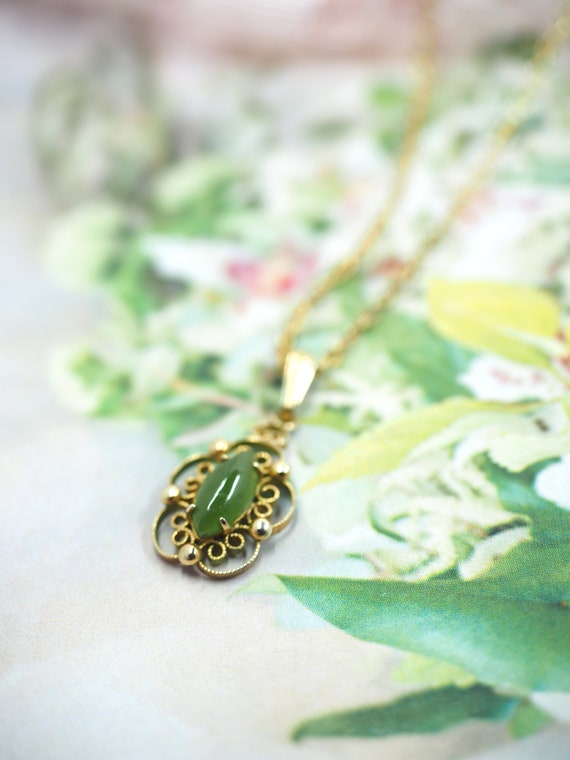 Vtg SORRENTO Emerald Gemstone & Gold Pendant Neck… - image 5