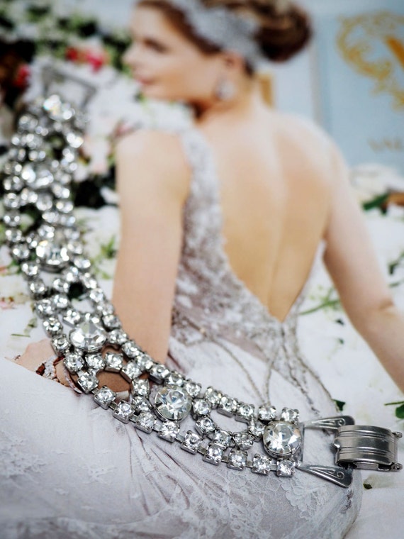 Art Deco Style Crystal Rhinestone Bracelet-Beauti… - image 3