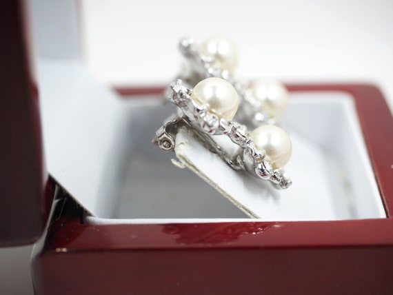 Gorgeous BOGOFF Pearl+Rhinestone Earrings (Clear … - image 3