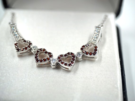 Unique CONVERTIBLE Ruby Red Rhinestone STERLING H… - image 4