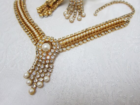 GLAMOROUS Cream Pearl & Crystal Rhinestone Neckla… - image 4