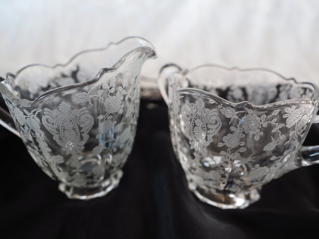 Vintage Cambridge Rose Point Crystal Sugar and Creamer Set: 1950s ...