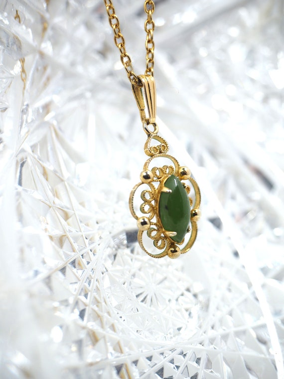 Vtg SORRENTO Emerald Gemstone & Gold Pendant Neck… - image 3