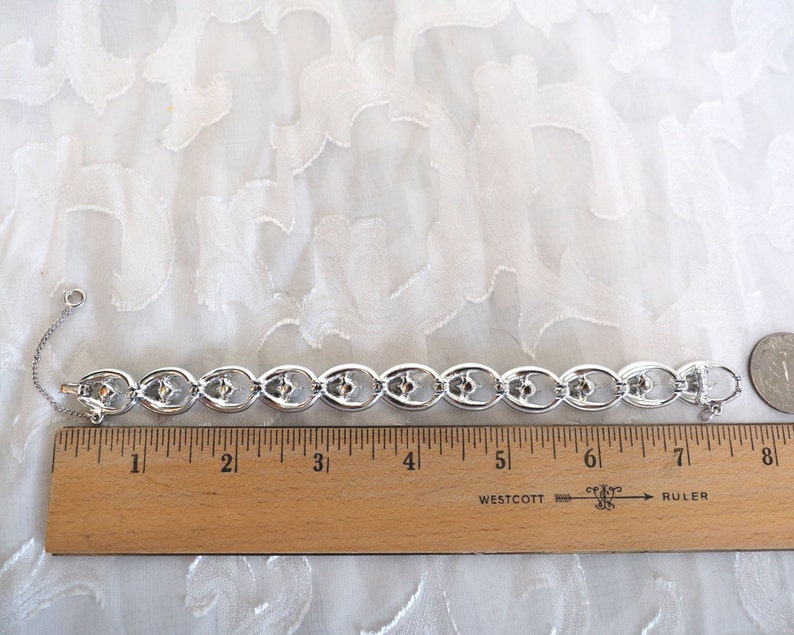 Sarah Coventry Enchantress Bracelet Crystal Rhinestones-Rhodium Silver 1960s Vtg/Designer Signed Wedding Bridesmaid Birthday Gift-EXCEL image 4