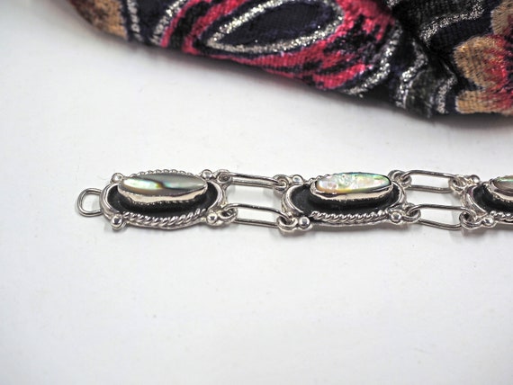 Vintage Mexican Alpaca ABALONE Shell & Sterling S… - image 4